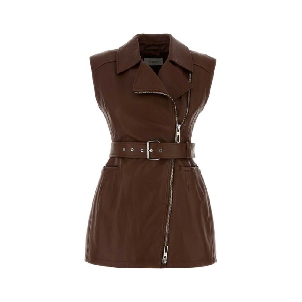 Sportmax Women Chocolate Leather Favella Vest